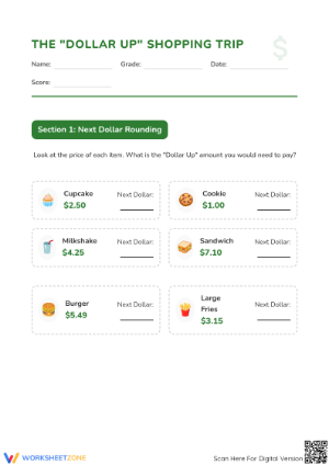 Essential Dollar Up Worksheet | Grade 3-12 Math