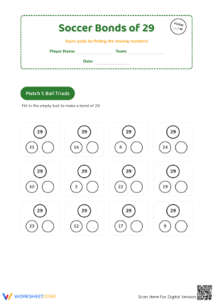 Bonds of 29 Worksheet | Grade 3 Math Printable Essential