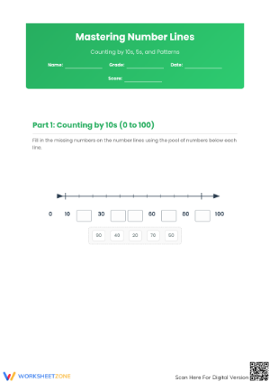 Essential Number Line Counting by 10s Worksheet | Grade 2