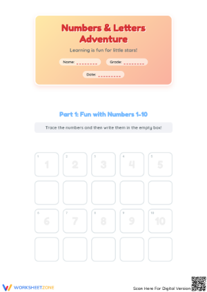 Essential Alphabet and Numbers Tracing Worksheet | Grade K