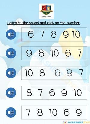 Number Recognition Practice 6-10