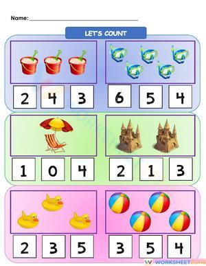 Counting Numbers 1-5 at the Beach