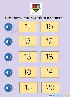 Number Recognition Practice 11-20
