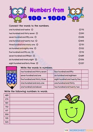 Numbers from 100 - 1000