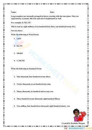 Numbers in Standard and Word Form