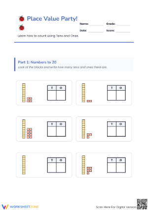 Essential Place Value: Numbers to 20 Worksheet | Grade 1