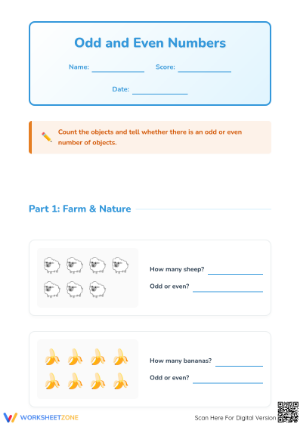 Essential Even and Odd Numbers Worksheet | Grade 2 Printable