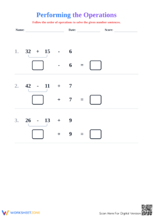 Order of Operations Worksheet | Grade 3 Printable