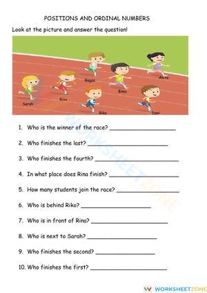Position and Ordinal Numbers Practice