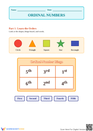Printable Ordinal Number Bingo | Essential Math Game