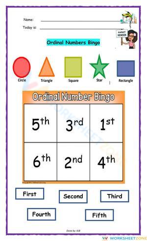 Ordinal Number Bingo