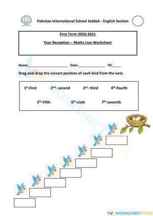 Practicing Ordinal Numbers Worksheet