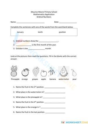Ordinal Numbers Learning Tool