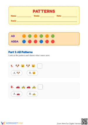 Printable Pattern & Measurement Worksheet | Grades K-2 Math