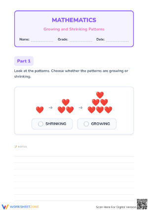 Essential Growing and Shrinking Patterns Worksheet