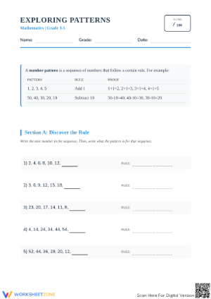 Essential Patterns in Mathematics Worksheet | Grade 4-5