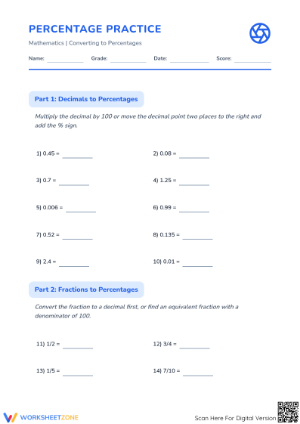 Essential Percentage Mastery Worksheet | Grade 5 Math