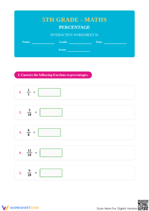 Essential Grade 5 Percentage Worksheet | Printable Math Pack