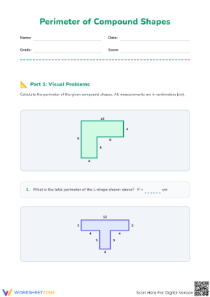 Essential Perimeter of Compound Shapes: Grades 4-5 Worksheet