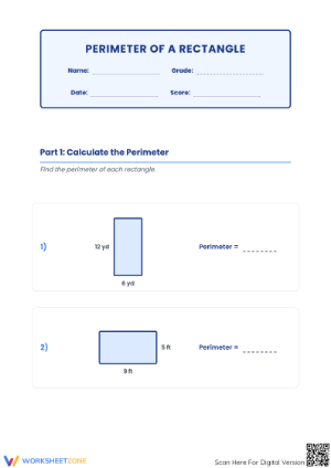 Essential Grade 4 Perimeter of Rectangles Worksheet