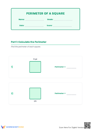 Essential Perimeter of Squares Worksheet | Printable Grade 4
