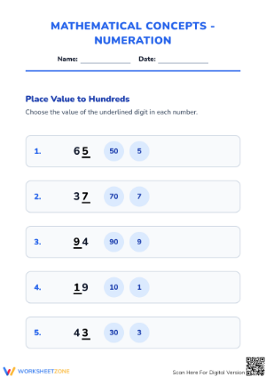 Printable Place Value to Hundreds Worksheet | Grade 2 Math