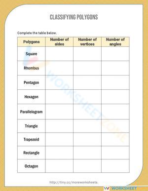 Classifying Polygons Worksheet
