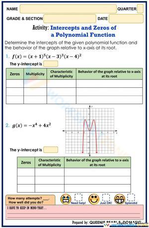 Intercepts and Zeros of a Polynomial Function