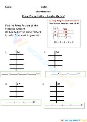 Prime Factorization - Ladder Method