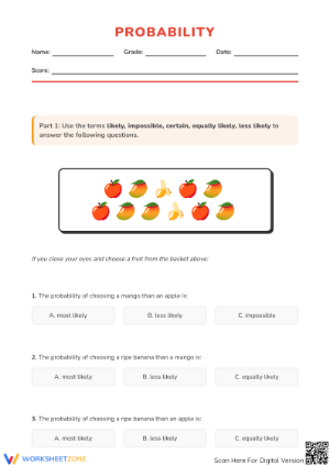 Essential Probability Worksheet | Grade 3 Printable Math
