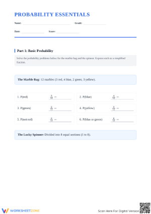 Essential Probability Worksheet | Grades 4-8 Printable