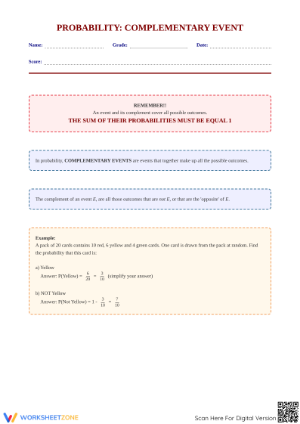 Essential Probability: The Complementary Event Worksheet