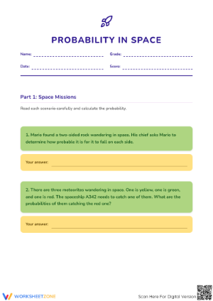 Essential Probability in Space Worksheet | Grades 4-7 Math