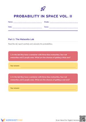 Printable Probability in Space Worksheet | Grades 4-7 Math