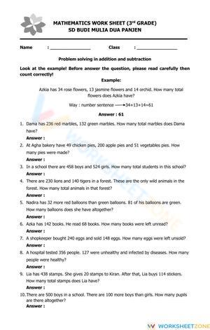 Problem solving in addition and subtraction