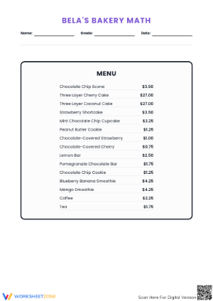 Essential Bakery Math Word Problems | Grade 6-8 Printable