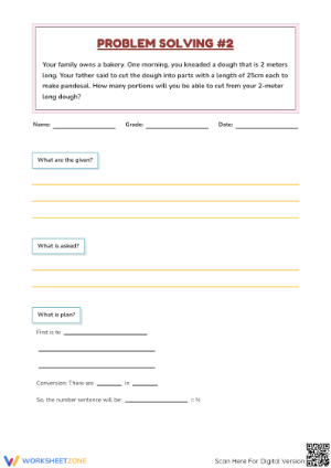 Essential Metric Problem Solving Worksheet | Grade 6 Math