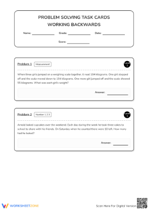 Printable Work Backwards Math Problems | Grades 5-7