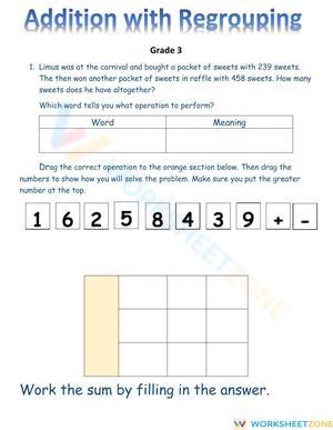 Addition with Regrouping Worksheet