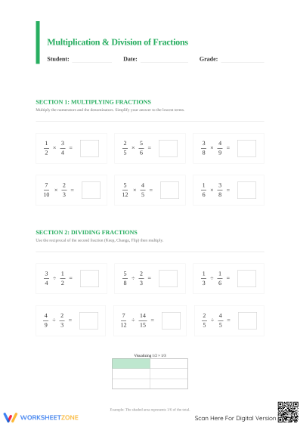 Printable Grade 7 Multiplication and Division of Fractions
