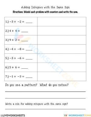 Adding Integers with Same Signs
