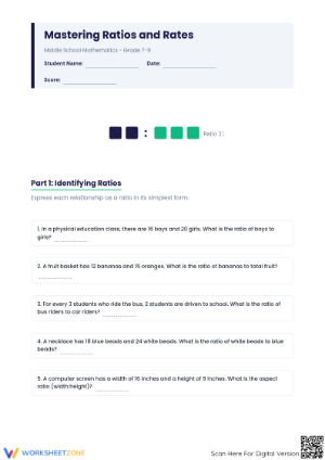 Mastering Ratios & Rates Worksheet | Printable Grade 7 Math