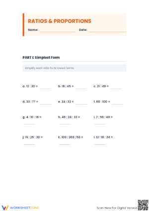 Essential Ratios and Proportions Worksheet | Grades 6-10
