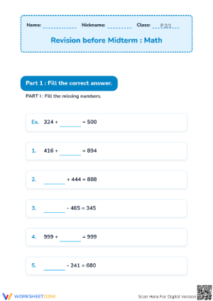 Essential Grade 2-3 Math Revision | Printable Midterm Review