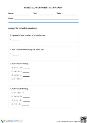 Essential Grade 5-6 Math Revision | Printable PSR Set