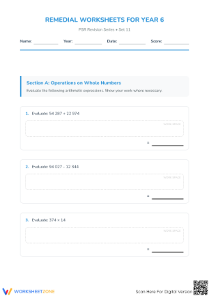 Grade 5-6 Math Revision Printable Worksheet | PSR Prep