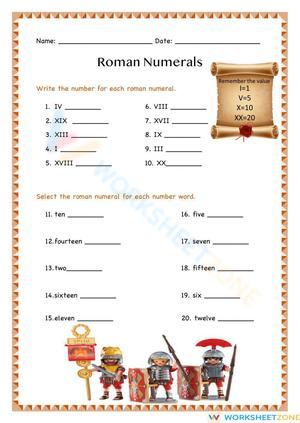 Understanding Roman Numerals Worksheet
