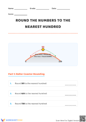Rounding to Nearest Hundred Worksheet | Grade 3 Essential