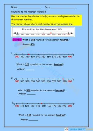 Rounding to Nearest Hundred Using Number Line