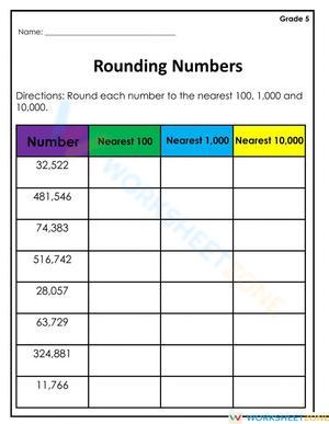 Grade 5 Rounding Numbers 